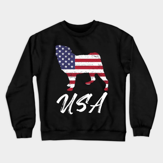 American Pug USA Flag TShirt for Pug Lovers Crewneck Sweatshirt by bbreidenbach